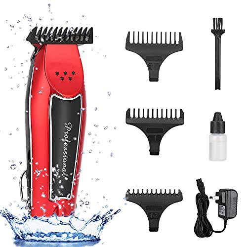 Hair Trimmer, Professional Hair Clippers, Cordless Clippers, Rechargeable Hair Cutting Kit, Hair Trimmer for Men and Family Use (Red)