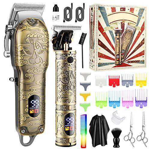 Karrte Upgrade Hair Clippers Kit for Men,Professional Barber Clippers/Hair Trimmer Set,Barber Supplies for Mens Grooming Kit Accessories with LED Display,Gifts for Men