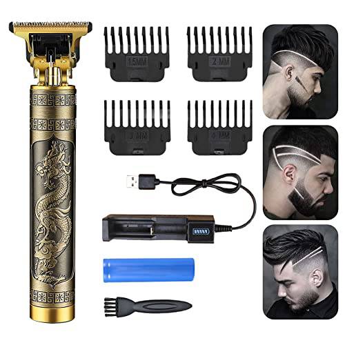 Vacto Cordless Hair Clipper, Zero Gapped T-Blade Trimmer Rechargeable Beard Trimmer, Professional Hair Clippers with 4 Guide Combs Hair Grooming Set for Men (Bronze)