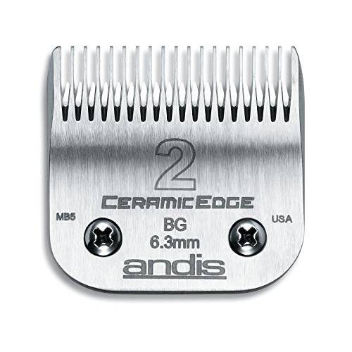 Andis 63030 Ceramic Edge Carbon-Infused Detachable Steel Clipper Blade - Ceramic Cutting Technology, Stays Sharper Longer - Fits All Andis Series - Size 2, 1/4-Inch (6.3mm) Cut Length, Silver