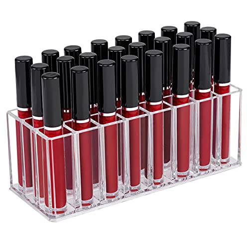 Phineoly Lip Gloss Holder Organizer Storage for Vanity, 24 Spaces Clear Acrylic Lipgloss Display Case