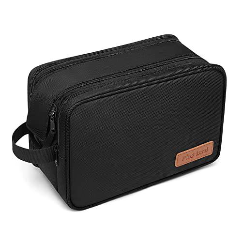 Plus tard Toiletry Bag for Men with Full Open Design, Large Water-resistant Travel Dopp Kit Shaving Bag for Toiletries Cosmetics Accessories, Black