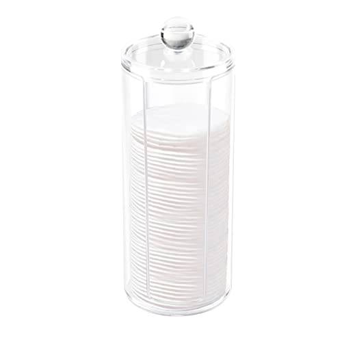 Acrylic Cotton Rounds Holder with Lid for Vanity, Facial Makeup Remover Pads Organizer, Clear Round Cosmetic Storage Display Cases