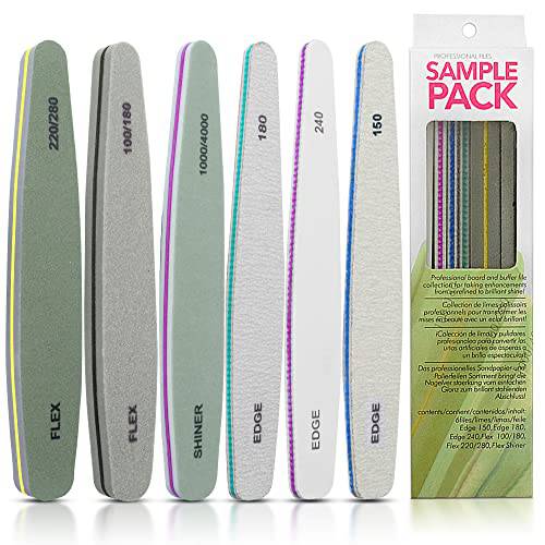 Professional Nail File Set Double Sided Grit 100/150/180/220/240/280/1000/4000 Buffer Emery Board Manicure Tools for Nail Grooming and Styling, Acrylic Gel Nail Buffer File Block Nail Polisher 6 Pcs