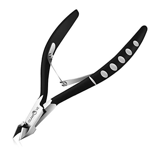 GLAMOVE Nail Cuticle Trimmer Black, Professional Stainless Steel Cuticle Nippers, perfect Cuticle Cutter Tool for toenails and fingernails, dual spring Pedicure Manicure Tool, Cuticle Remover Tool