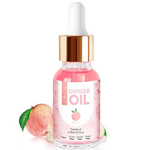 CHUCHU Cuticle Oil for Nails,Jojoba Nail Cuticle Oil Contain Vitamin B & E,Moisturizes Cuticle and Nail’s Skin,Strengthens Nails,Prevents Hangnails and Chapped,Peach 15ml