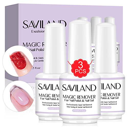 Saviland (3 PACK) Gel Nail Polish Remover, Professional Gel Nail Polish Remover Within 3-6 Minutes - Quick & Easy - No Need For Foil, Soaking Or Wrapping