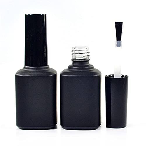 6 PCS 15ML Glass Nail Polish Bottles,Refillable Empty Nail Polish Bottles Containers with Brush Cap for Nail Art(Matte black）