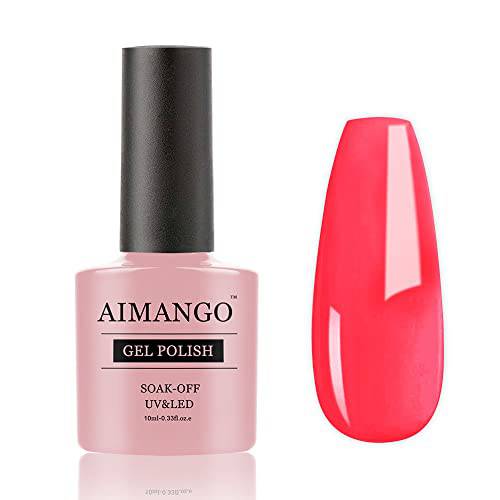 AIMANGO Summer Neon Red Pink Gel Nail Polish Soak Off LED Pink Nail Gel Polish Nail Art Salon Design Manicure