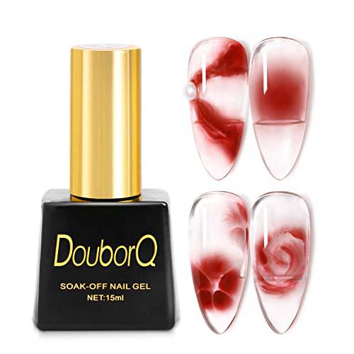 DouborQ 15ML Nail Blooming Gel Blossom Gel Nail Polish Soak Off UV LED for Spreading Effect Marble Floral Print Nail Art for Summer Holiday
