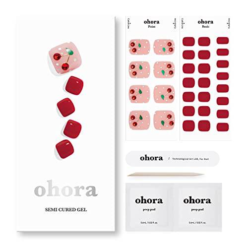 ohora Semi Cured Gel Nail Strips (P Blue Drop) - Works with Any Nail Lamps, Salon-Quality, Long Lasting, Easy to Apply & Remove - Includes 2 Prep Pads, Nail File & Wooden Stick - Jewel - Gemstone