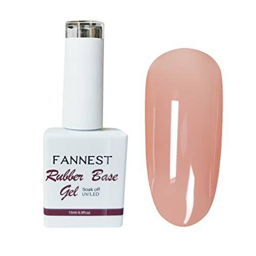 FANNEST Rubber Builder Base Gel For Nails in a Bottle,Elastic Base Coat,Sheer Clear Nude Pink Color Gel Nail Polish,LED/UV Soak Off for Nail Strengthener/Extension Gel (Sheer Nude)