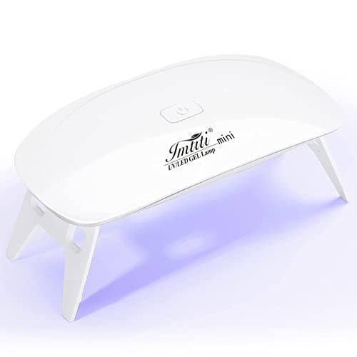 Imtiti Mini UV Light for Nails Portable Mini LED Nail Lamp 6W UV Light Nail Dryer with USB Cable UV Gel Nail Lamp Manicure Salon Tool(White)