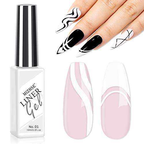 MIZHSE Gel Liner Nail Art Polish Supplies 10ml, White Gel Paint Spider Line Drawing Painting DIY Swirl Nail Design French Manicure for Home Salon