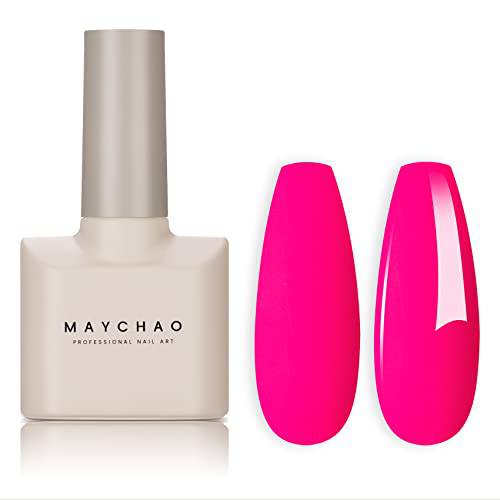 MAYCHAO 15ML Gel Nail Polish 1Pc Hot Pink Nail Polish Soak Off UV LED Nail Gel Polish Nail Art Starter Manicure Salon DIY at Home, 0.5 OZ
