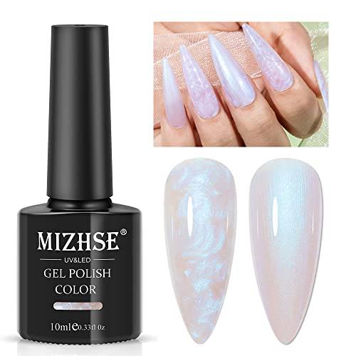 MIZHSE Pearl Gel Nail Polish, Glitter Drawing Gel Polish Shell Thread Shimmer Mermaid Nail Gel Soak Off UV Gel for Salon At Home DIY Manicure