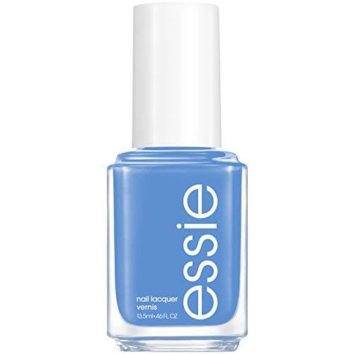 Essie nail polish, swoon in the lagoon collection, cornflower blue with red undertones and a cream finish, ripple reflect, 0.46 fl oz
