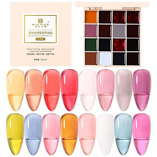 16 Colors Gel Nail Polish Set,Solid Gel Polish Bright Jelly Gel Nail Polish UV LED Nail Art Kit Salon DIY Home Gift For Women