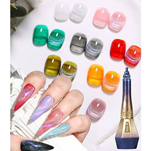 Cat Eye Gel Nail Polish Rainbow effect Magnetic Gel Polish Manicure Soak Off Uv Gel Varnish For Women Nail Salon (Rainbow)