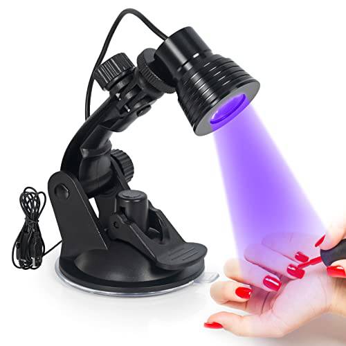 AORAEM Nail Lamp 3W LED Nail Dryer Light for Gel Nails Quicky-Dry Portable Dryers Rotation 4-Speed Lights Black Flash Cure Lamp with Bottom Suction Cup Professional Gel Polish Light