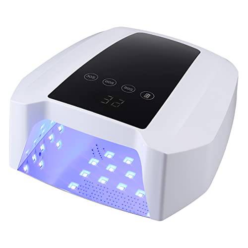Kikugu 72W Cordless UV LED Nail Lamp,Rechargeable Nail Dryer with Removable Metal Bottom,Professional Curing Lamp for Fingernail and Toenail (White)