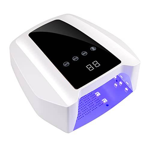 Ayshone 72W Rechargeable UV LED Gel Nail Lamp,Cordless Nail Dryer for Gel Polish with Auto Sensor Professional Nail Art Tools（White）