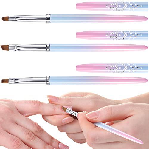 ANCIRS 3 Pack Nail Cleaning Brushes, 8mm Round + 8mm Flat + 7.5mm Angled Head Acetone Resistant Nail Art Clean Brushes for Polish Cuticles Remover Manicure Clean up