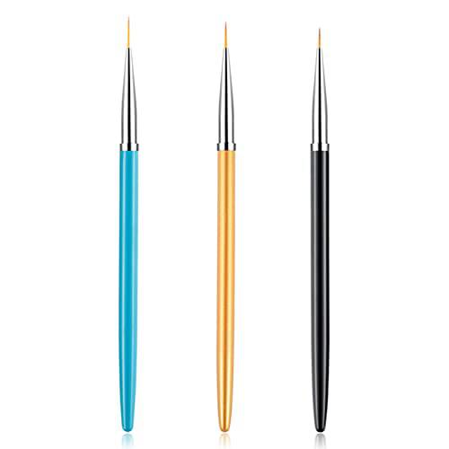 Sularpek 3PCS Nail Art Liner Brushes, UV Gel Painting Acrylic Nail Brushes for Short Strokes, Details, Blending, Elongated Lines(7/9/11mm)