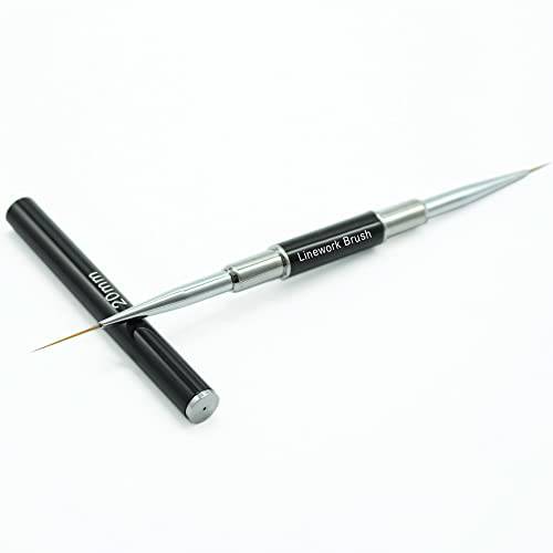 Dual Striping Nail Art Brush for Long Lines, liner brush, 2 in 1 detail brush, nail art brush (Black)