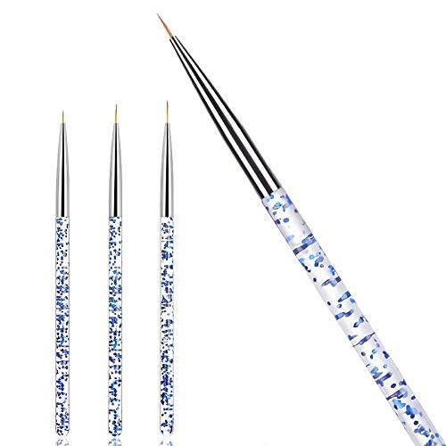 Hanyoushengvance 3PCS Nail Art Liner Brushes, UV Gel Painting Acrylic Nail Brushes Nail Art Brush Pen for Long Lines, Details, Fine Designs.