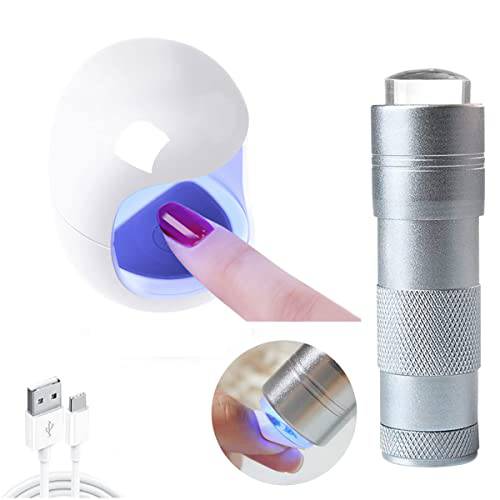 HUWUFUN Single Finger Nail Dryer Lamp UV , Mini Nail Presser LED Light with Silicone Head for Nails Portable for All Gels Pocket Size with USB Cable for Women Decor Nail Art Stamping Tools(2 Pieces)