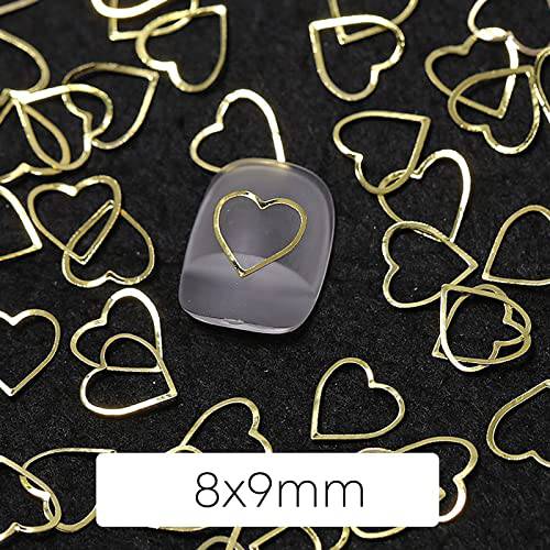 3D Gold Heart Nail Art Decals 500pcs, Metallic Rivet Kits DIY Studs Jewelry Decorations - 5mm