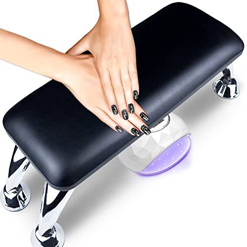 Nail Arm Rest for Acrylic Nails, Microfiber Leather Arm Rest Nail Table Hand Rest for Fingernails Toenails, Manicure Hand Pillow Cushion Salon Nail Armrest Stand for Nail Art Black