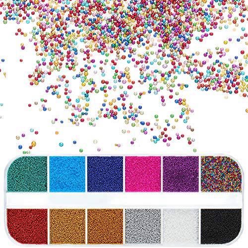 12 Grids Nail Micro Pixie Beads Multicolor Tiny Glass Rhinestone Elf Micro Caviar Crystal Beads for DIY Embellishment Decorations