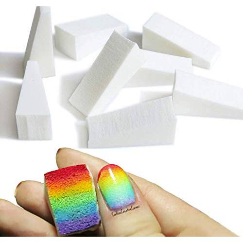 LASSUM 12 Pcs Gradient Nails Soft Sponges for Color Fade Manicure Nail Art Tools (White）