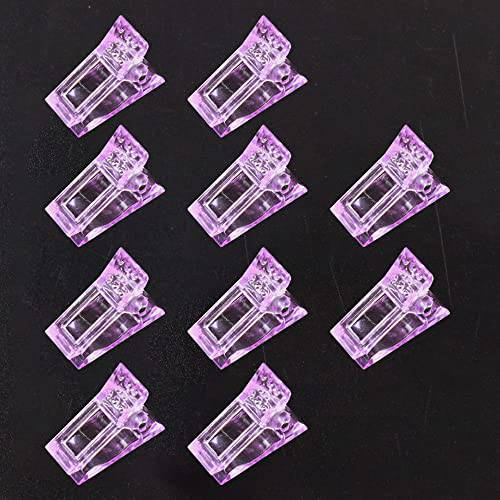 VNC 10 PCS Nail Tips Clip Purple Color for Quick Building Polygel Nail Forms, Nail Tip Clips for Polygel Nail Extension Forms, UV LED Builder Clamps, DIY Manicure Nail Art Tool