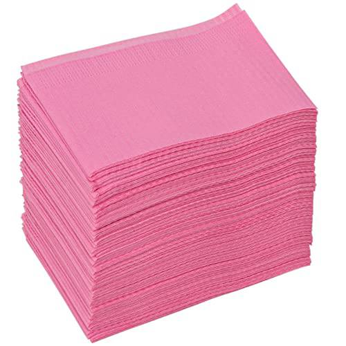 Ranrose Waterproof Nail Tips Art Table Towels Mat 125PCS Nail Tips Art Paper Disposable 3 Ply Foldable Nail Tips Art Table Cushion Nail Tips Art Waterproof Pad for Salon Practice Manicure (Pink)