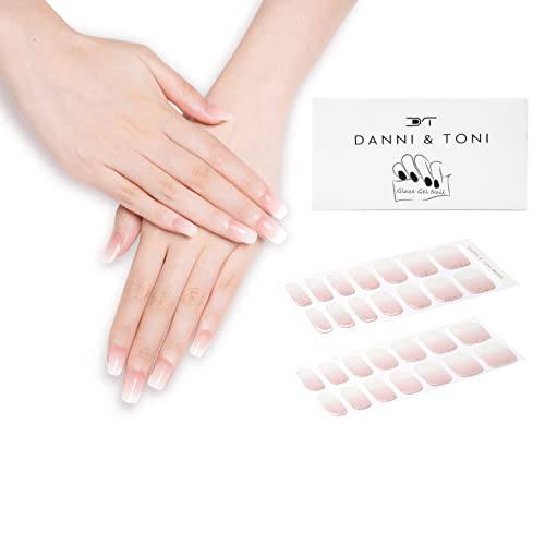 DANNI & TONI Semi Cured Gel Nail Strips (in The Mood for Love) Ombre Nail Strips Glitter Gel Nail Stickers 28 Stickers Gift for Women