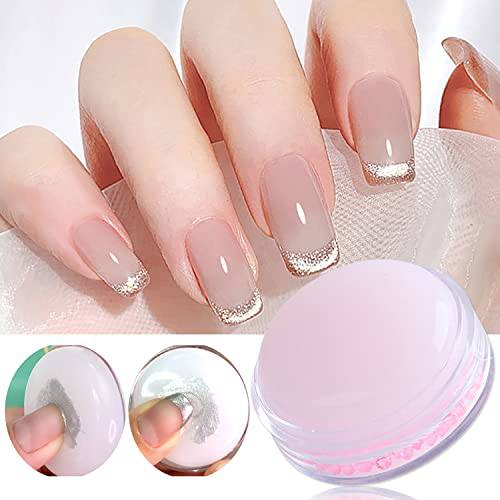 Silicone Nail Art Stamper 2Pcs Clear Silicone Stamping Jelly with Scraper White Silicone Jelly Head DIY Printing Stamping Plate Manicure Tools for DIY Nail Decor Easy French Style Nail Art Designs