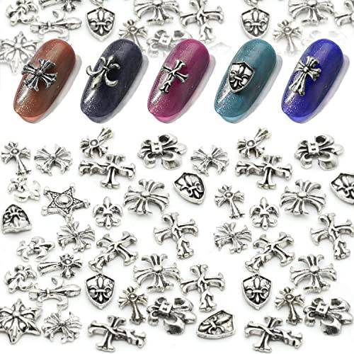 30pcs Number Dangle Nail Charms with Loop Ring 3D Gold Number Piercing Rhinestone Jewelry Alloy Metal Hoops for Nail Art Decoration Supplies (Golden Numbers)