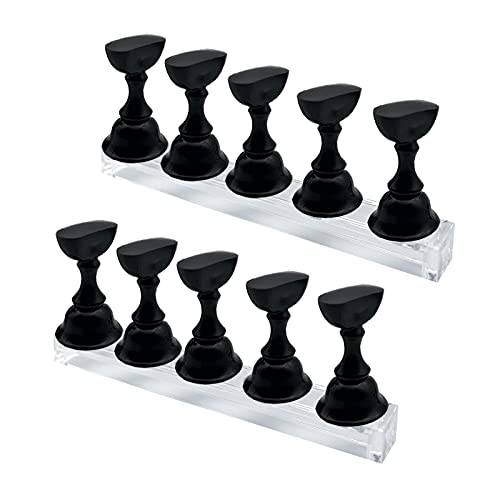 10Pcs Press on Nail Stand, Nail Stands for False Nails, Nail Display Stand, Nail Painting Stand with Magnetic for Home and Salon Use