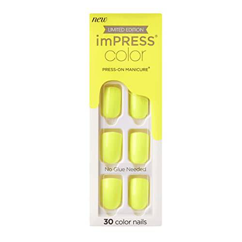 Kiss imPRESS Color Limited Edition Neon Yellow Press-On Fake Nail Manicure Influencer 84780