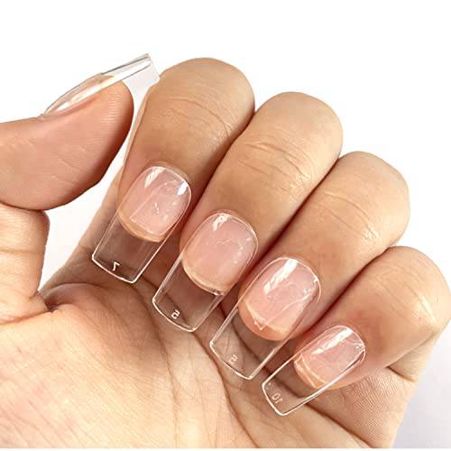 SINOKMAE Square Extra Short Nail Tips, XS Square Soft Gel Full Cover Gel Nails for Soak Off Nail Extensions & Clear Press on Nails Fake Nails,10 Sizes with Refills Size 5&6 Total of 600 PCS