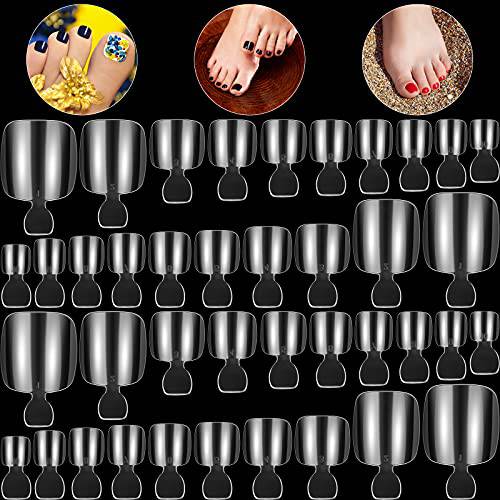 1000 Pieces False Toenails Full Cover Artificial French Acrylic Toenails Fake Toenail Tips Nail Salons and DIY Foot Decoration Manicure Tools (Clear)
