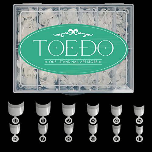 TOEDO Short False Nail Tips - Acrylic Nails Half Cover 600PCS Oval Shaped Nail Tips with Case for DIY Nail Art, 12 Sizes