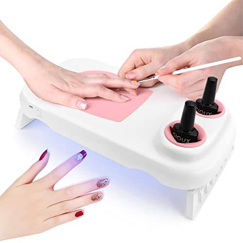 Nail Hand Rest with UV LED Nail Lamp, Nail Hand Pillow Designed Gel UV Nail Light, Professional Nail Arm Rest 48W Fast Curing Nail Dryer for Acrylic Nails Gel Polish, Manicure Tool for Salon Home
