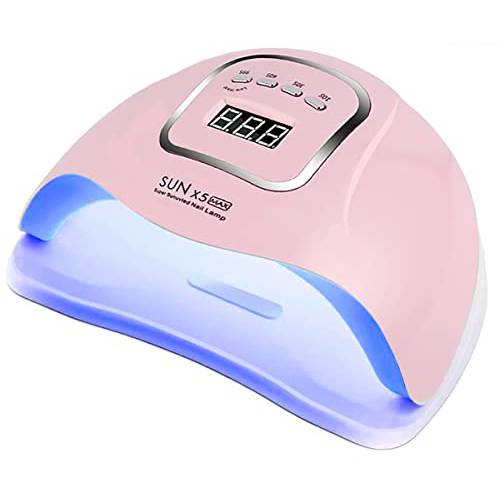 KFE Hardware UV Gel Nail Lamp,150W UV Nail Dryer LED Light for Gel Polish-4 Timers Professional Nail Art Accessories, Curing Gel Toe Nails, White (Pink)