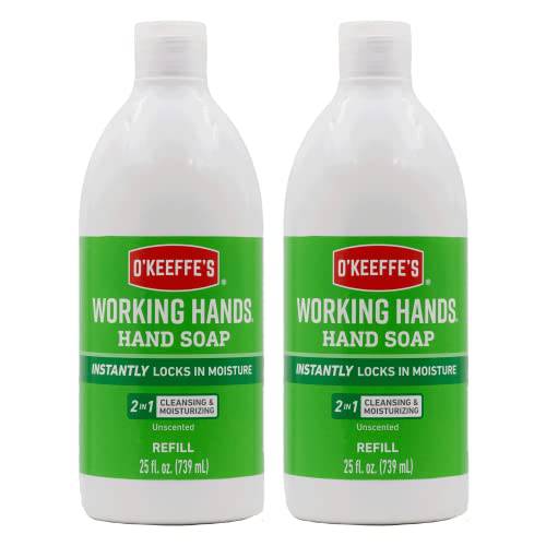 O’Keeffe’s Working Hands Moisturizing Hand Soap, 25 Ounce Bottle Refill, Unscented (Pack of 2)