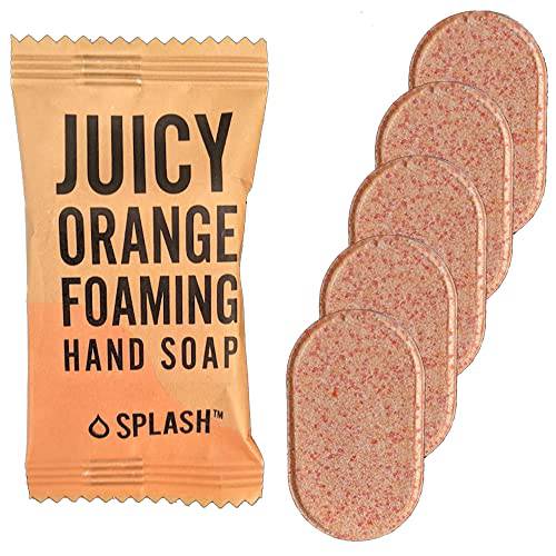 SPLASH Eco-Friendly 5x Smart Foaming Hand Soap Refill Tablets | 40 FL Oz Dissolvable Plastic Free Hand Wash Pods - Just Add Water | Juicy Orange Scent