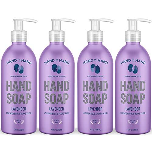 Hand in Hand Nourishing Liquid Hand Soap, 10 Fl Oz, Lavender Buds & Ylang Ylang, Lavender Scent, 4 Pack